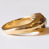 Anello solitario da uomo in oro 18K e argento con diamante di taglio rosetta, anni ‘20/‘30