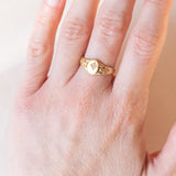 Anello vintage in oro giallo 18K con diamante, anni ‘40/‘50