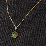 Collana vintage in oro 8K con cromodiopsidi e diamanti, anni ‘80