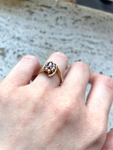 Bague vintage en or 14 carats avec rubis central et diamants, 1960
