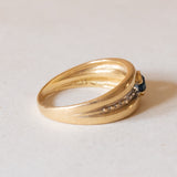 Anello a fascia vintage in oro 18K con topazio, anni ‘50/‘60