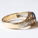 Anello vintage in oro 9K con zaffiro sintetico, anni ‘60/‘70