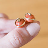 Vintage 18K gold coral earrings, 60s / 70s
