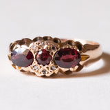 Anello in oro 9K con granati e diamanti, anno 2003