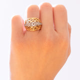 Anello vintage in oro 18K con diamanti di taglio vecchio (0.75ctw ca.), anni '40