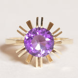 Anello vintage in oro giallo 14K con ametista (1.70ct ca.), anni ‘60/‘70
