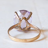 Anello vintage da cocktail in oro 18K con ametista viola chiaro, anni ‘60