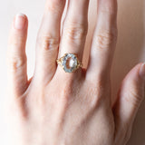 Anello vintage in oro 14K con acquamarina (4ct ca.), anni ‘60