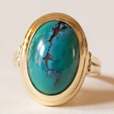 Anello vintage in oro 14K con turchese, anni ‘60