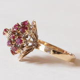 Anello vintage in oro 18K con rubini, anni ‘60/‘70