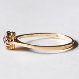 Anello vintage in oro 18K con rubini e diamanti, anni ‘80