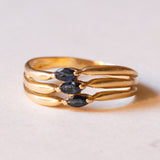 Anello vintage in oro 18K con zaffiri, anni ‘50/‘60