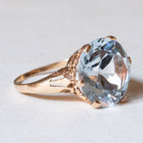 Anello vintage da cocktail in oro 18K con spinello azzurro, anni ‘60/‘70