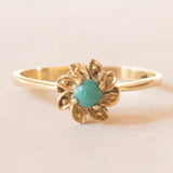Anello vintage in oro giallo 18K con turchese, anni ‘50/‘60