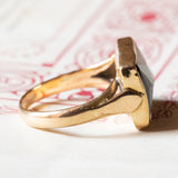 🥀 Anello vintage in oro 18K con granato, anni ‘40/‘50