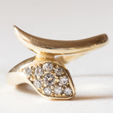 Anello a serpente vintage in oro 14K con diamanti (0.12ctw ca.), anni ‘70