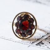 Anello a margherita vintage in oro 8K con granati, anni ‘60