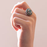 Vintage 14K white gold ring with emeralds (1.48ctw approx.) And diamonds (0.40ctw approx.), 60s / 70s