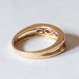 Anello vintage in oro 18K con rubini e diamanti (0.08ctw ca.), anni ‘70