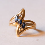 Anello vintage in oro 18K con zaffiri, anni ‘60