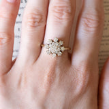 Vintage 14K gold daisy ring with brilliant cut diamonds (approx. 1ctw), 1960s / 1970s