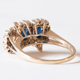 Anello vintage in oro 14K con zaffiri e diamanti (0.28ctw ca.), anni ‘70