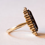 Anello vintage a margherita in oro 8K con granati, anni ‘60