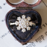 Vintage 14K gold daisy ring with brilliant cut diamonds (approx. 1ctw), 1960s / 1970s