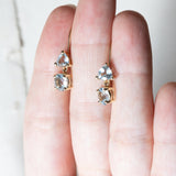 Boucles d'oreilles vintage en or 14 carats avec aigues-marines, années 70/80