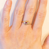 Anello vintage in oro 18K con topazio rosa, anni ‘70