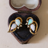 Orecchini vintage in oro 14K con opali e diamanti, anni ‘70