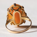 Anello vintage in oro 18K con cammeo su conchiglia, anni ‘60