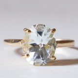 Anello vintage da cocktail in oro 18K con acquamarina, anni ‘50