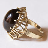 Anello vintage in oro 14K con occhio di tigre, anni ‘70