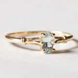 Anello vintage in oro 18K con acquamarina, anni ‘50/‘60
