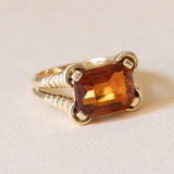 Vintage cocktail ring in 14K gold with citrine quartz, 1960s