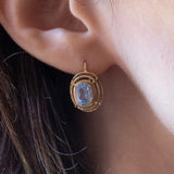 Orecchini vintage in oro 14K con spinelli sintetici, anni ‘60