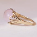 💫 Anello vintage in oro 8K con quarzo rosa, anni ‘70