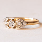 Anello antico in oro giallo 18K e argento con diamanti di taglio rosetta, anni ‘20/‘30