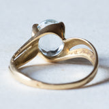 Anello vintage in oro 18K con acquamarina, anni ‘50/‘60