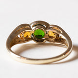 🎃 Anello trilogy vintage in oro 9K con cromodiopside e quarzi arancioni, anni ‘80