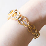 Braccialetto vintage in oro giallo e in oro bianco 18K con zaffiro (2.60ct ca.) e diamanti (1ctw ca.), anni ‘60