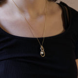 Pendente vintage in oro 8K con perla e diamanti, anni ‘50/‘60