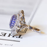 Anello convertito da susta in platino e oro bianco 18K con tanzanite (3ct ca.) e diamanti (1ctw ca.)