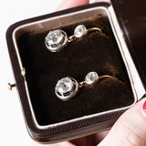 Orecchini antichi in oro giallo 18K e argento con diamanti di taglio vecchia miniera (4.50ctw ca.), anni ‘10