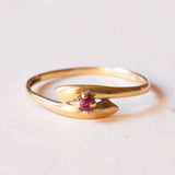 Anello vintage in oro 18K con rubino, anni ‘50