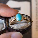 Vintage 9K gold ring with turquoise paste, 60s / 70s
