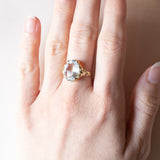 Anello vintage in oro 14K con acquamarina (4ct ca.), anni ‘60