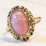 Anello vintage in oro 8K con rodocrosite, anni ‘60