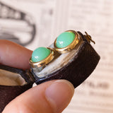 Orecchini vintage in oro 9K con crisoprase verde acqua, anni ‘60